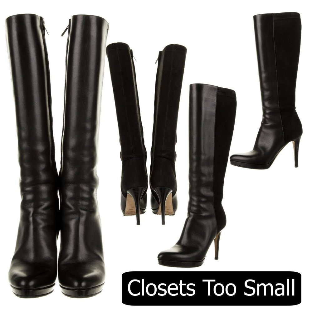 Jimmy Choo Black Leather and Suede Boots